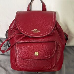 Coach Cherry Red Leather Backpack